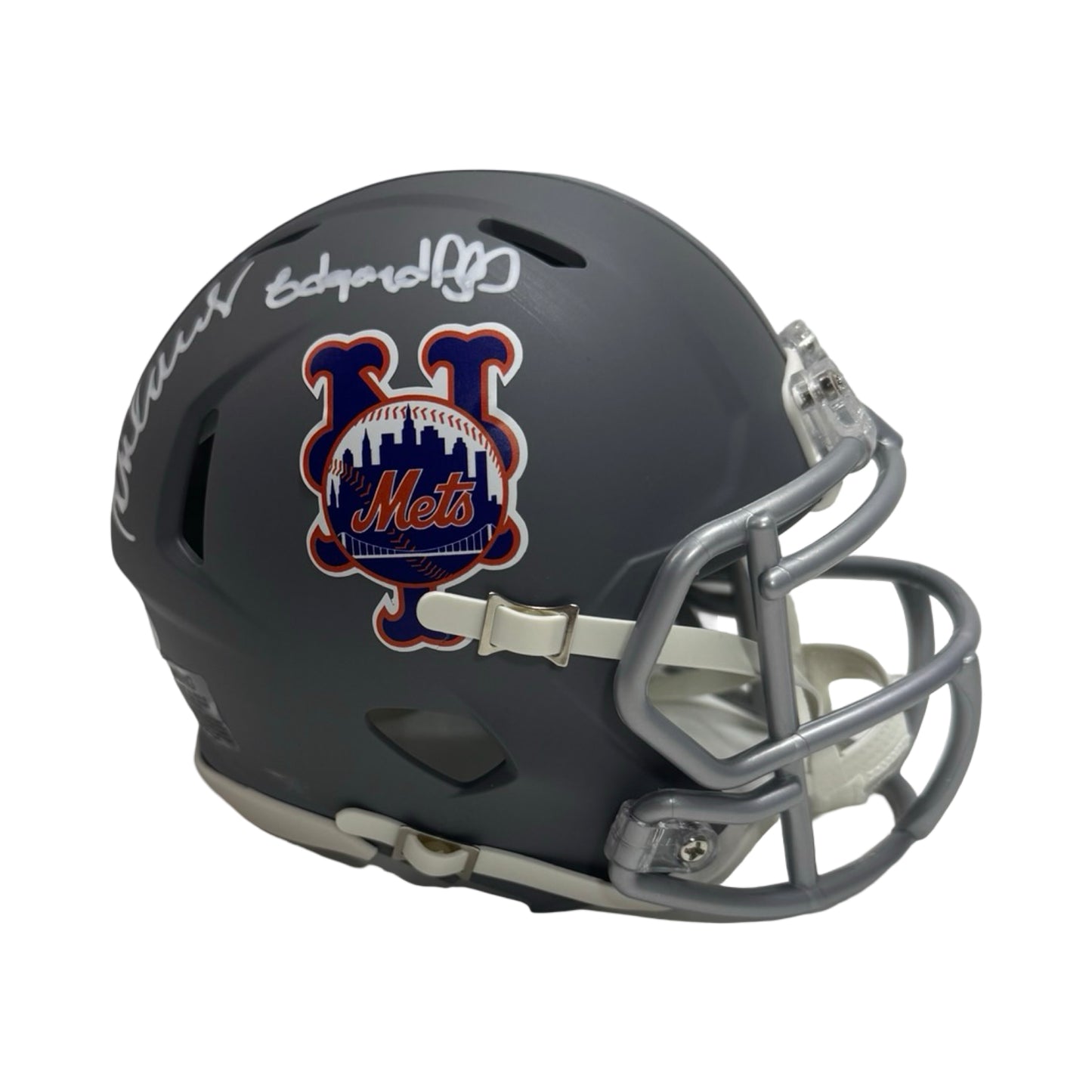 Rey Ordonez Edgardo Alfonzo Autographed New York Mets Mini Football Slate Helmet JSA
