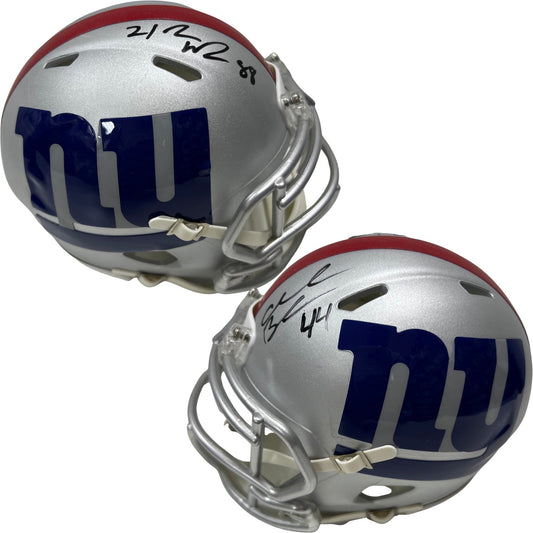 Ahmad Bradshaw & Hakeem Nicks Autographed New York Giants Amp Mini Helmet JSA