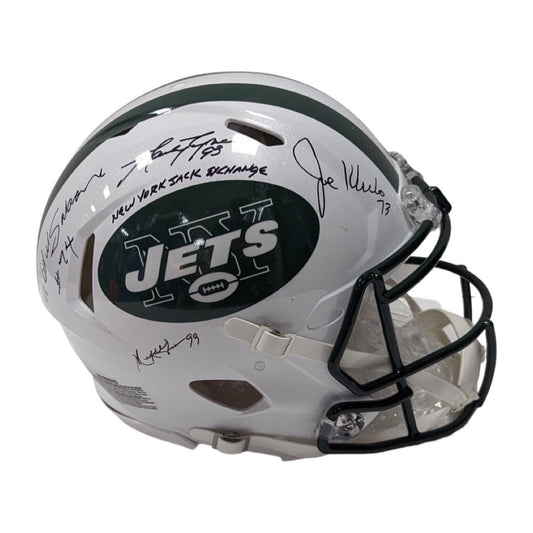 Mark Gastineau, Joe Klecko, Marty Lyons & Abdul Salaam Autographed New York Jets Old School White Speed Authentic Helmet "New York Sack Exchange" Inscription JSA