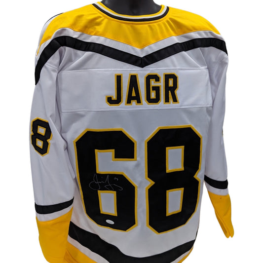 Jaromir Jagr Autographed Pittsburgh Penguins White Jersey JSA