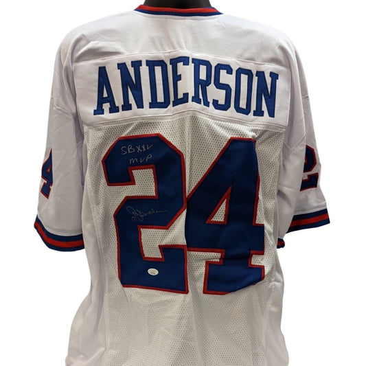 OJ Anderson Autographed New York Giants White Jersey SB XXV MVP Inscription JSA