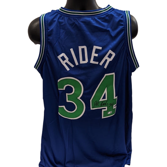 Isiah “JR” Rider Autographed Minnesota Timberwolves Blue Jersey Steiner CX