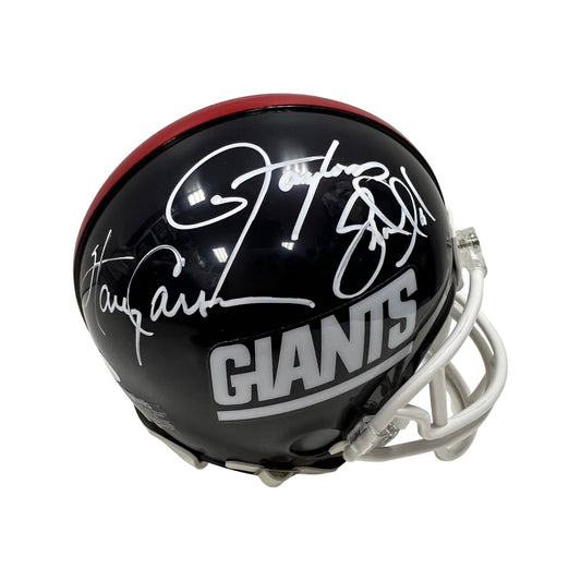 Lawrence Taylor, Harry Carson & Leonard Marshall Autographed New York Giants Old School Mini Helmet JSA & Steiner CX