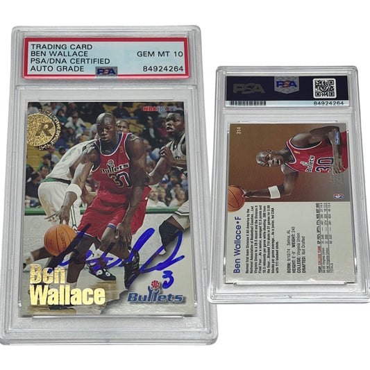 1996-97 Ben Wallace NBA Hoops Rookie Card #314 Autographed PSA Auto GEM MINT 10