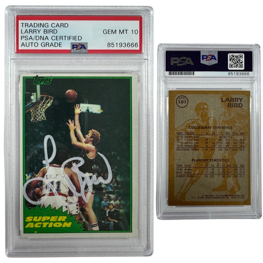 1979-80 Larry Bird Topps Super Action #101 Autographed Green Ink PSA Auto Authentic