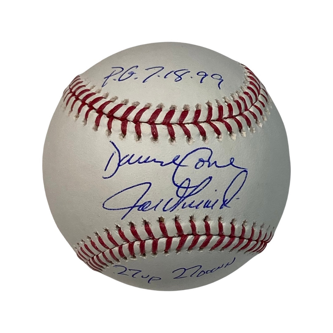 David Cone & Joe Girardi Autographed New York Yankees OMLB PG 7.18.99, 27 Up, 27 Down Inscriptions JSA