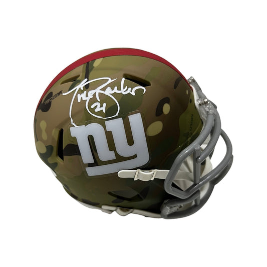 Tiki Barber Autographed New York Giants Camo Mini Helmet JSA