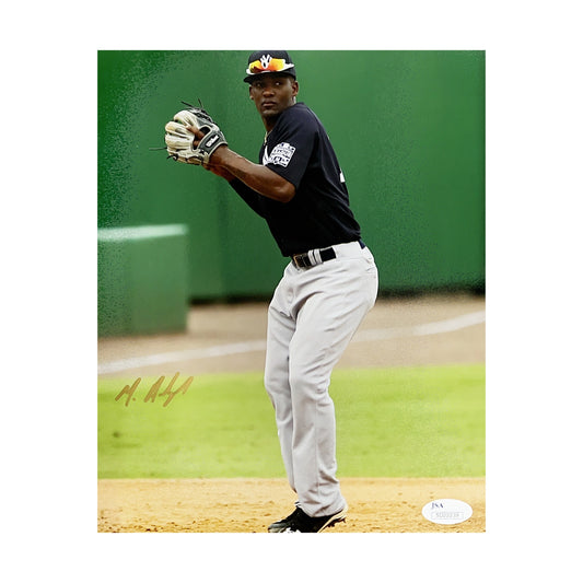 Miguel Andujar Autographed New York Yankees Fielding 8x10 JSA