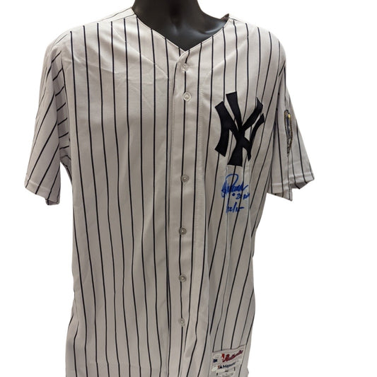 Jorge Posada Autographed New York Yankees Retirement Night Game Used Jersey “#20 Retired 8/22/15” Inscription JSA