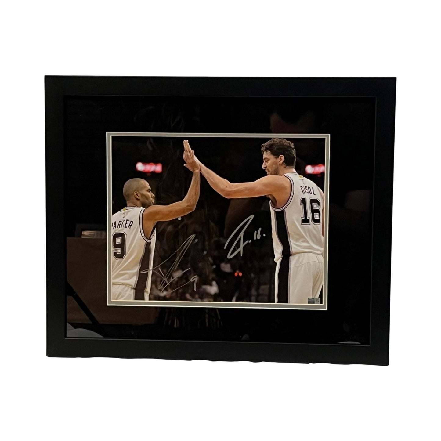 Tony Parker & Pau Gasol Autographed San Antonio Spurs 11x14 Steiner CX - Framed