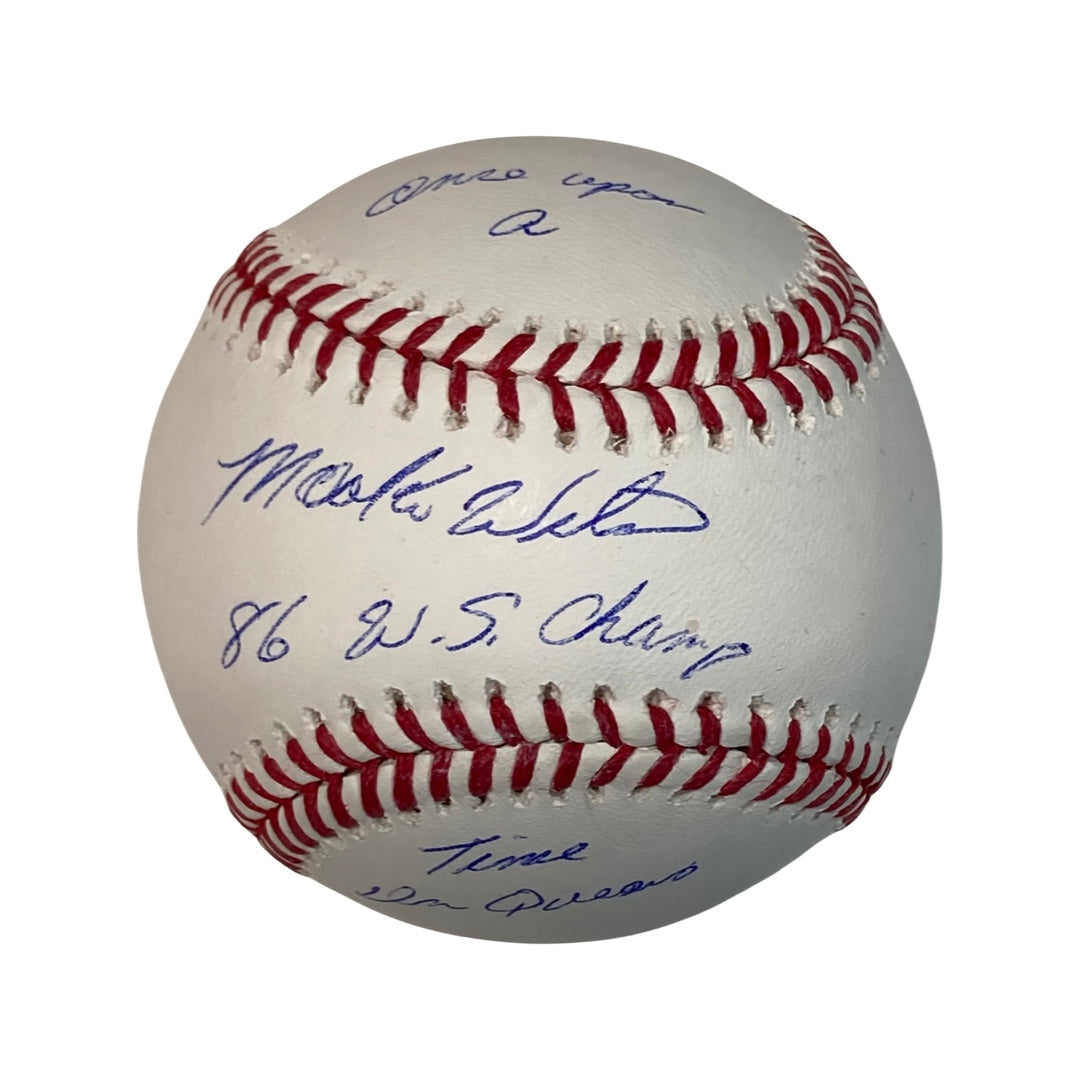 Mookie Wilson Autographed New York Mets OMLB 86 WS Champs, Once Upon a Time in Queens Inscriptions Steiner CX