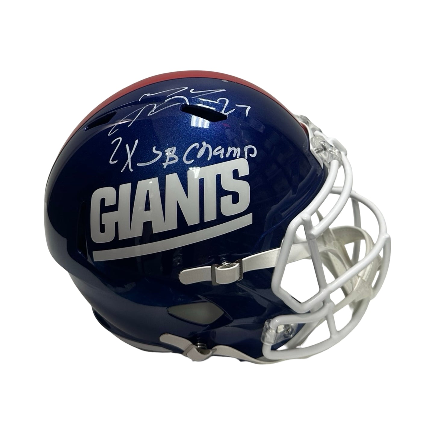 Brandon Jacobs Autographed New York Giants Speed Replica Inscribed Color Rush Helmet Beckett BAS