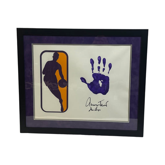 Jerry West Autographed Los Angeles Lakers Handprint 16x20 “The Logo” Inscription Steiner CX