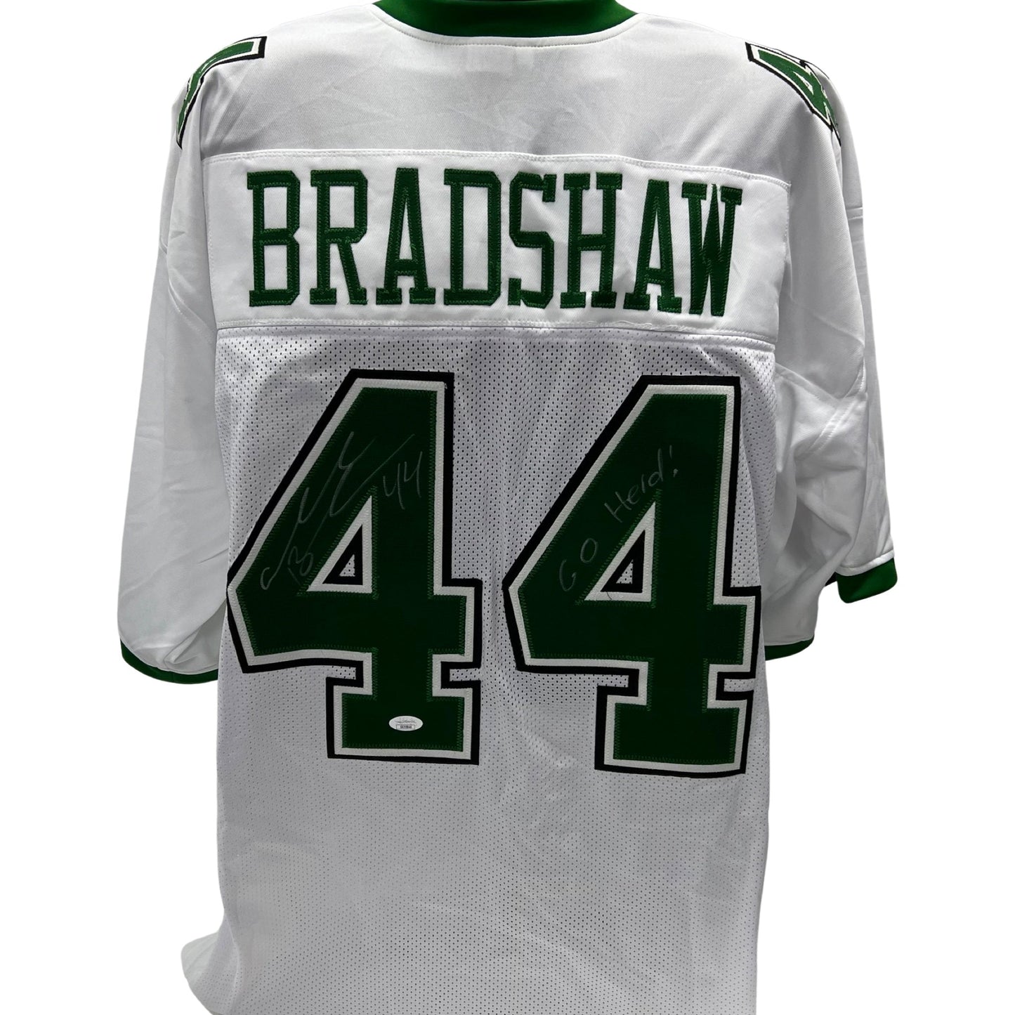 Ahmad Bradshaw Autographed Marshall Thundering Herd White Jersey Go Herd! Inscription JSA