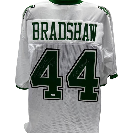 Ahmad Bradshaw Autographed Marshall Thundering Herd White Jersey Go Herd! Inscription JSA