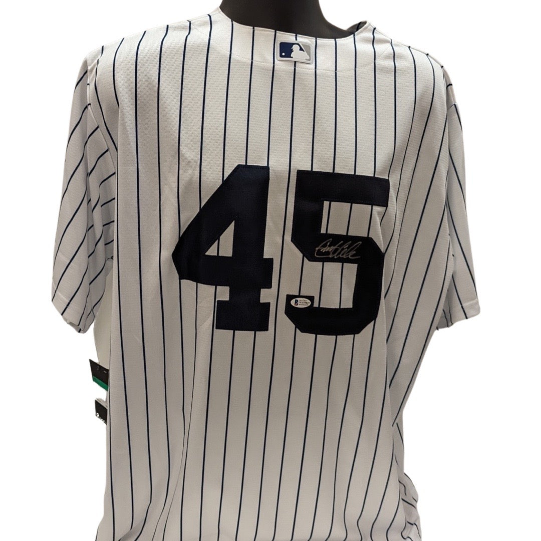 Gerrit Cole Autographed New York Yankees Majestic Pinstripe Jersey Beckett