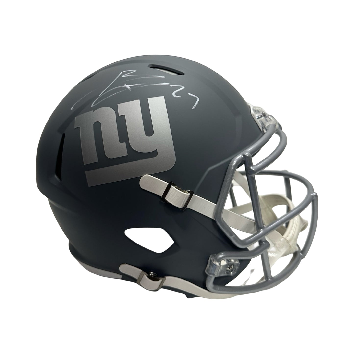 Brandon Jacobs Autographed New York Giants Speed Replica Slate Helmet Beckett BAS