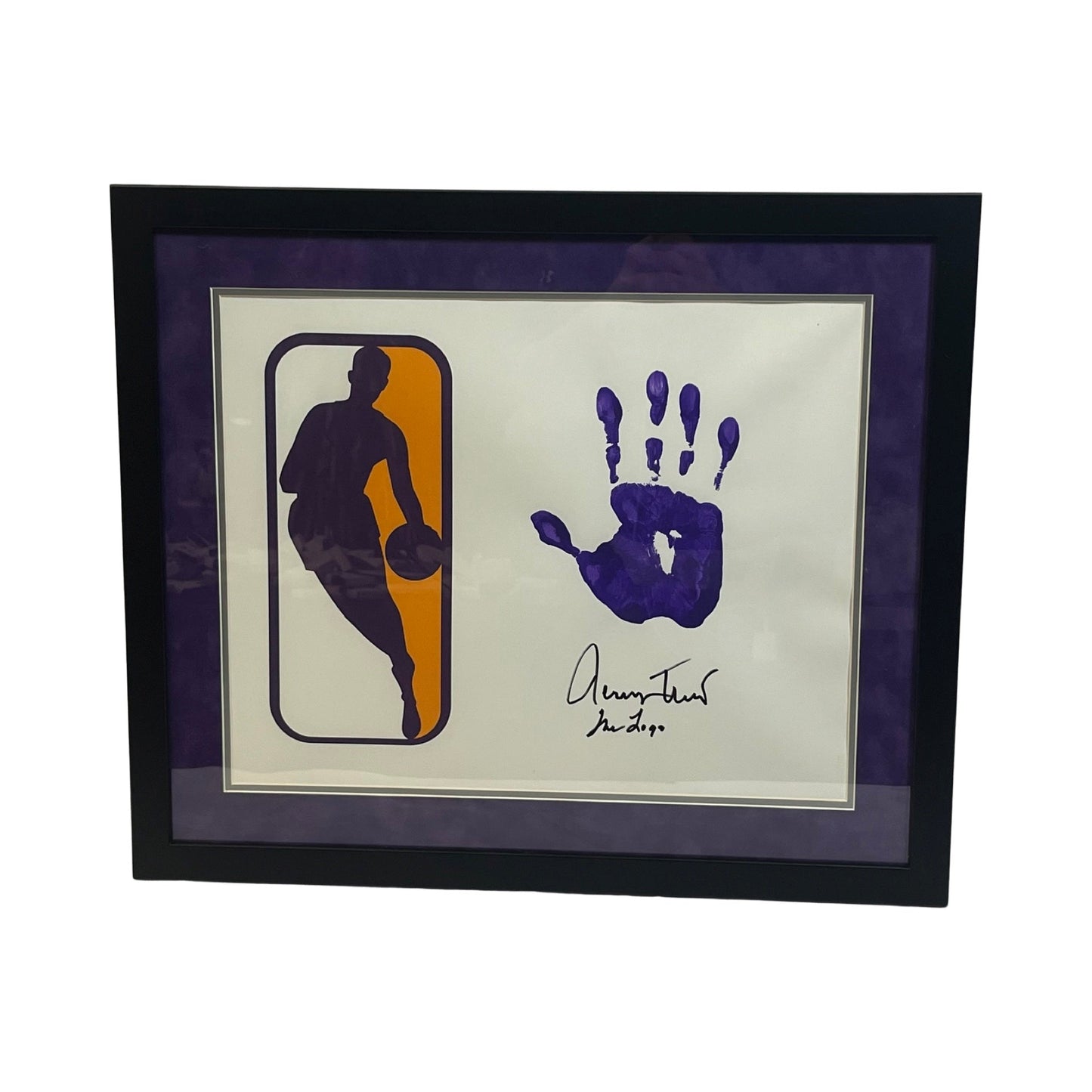 Jerry West Autographed Los Angeles Lakers Handprint 16x20 The Logo Inscription Steiner CX