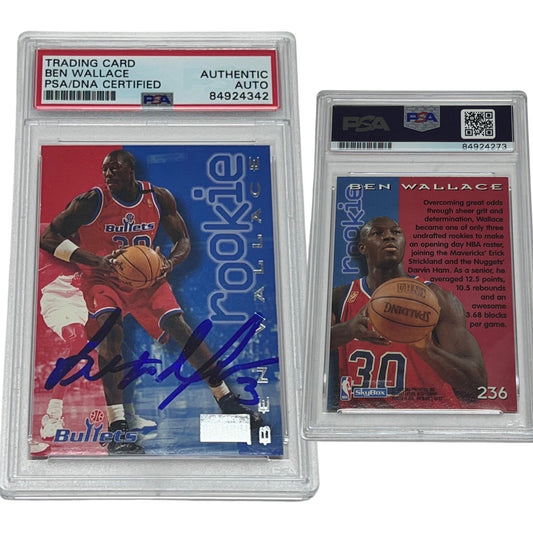 1996-97 Ben Wallace Skybox Premium Rookie Card #236 Autographed PSA Auto Authentic