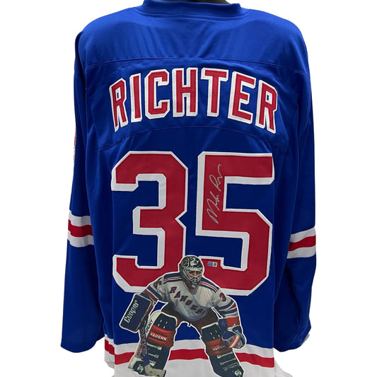 Mike Richter Autographed New York Rangers Blue Art Jersey Steiner CX