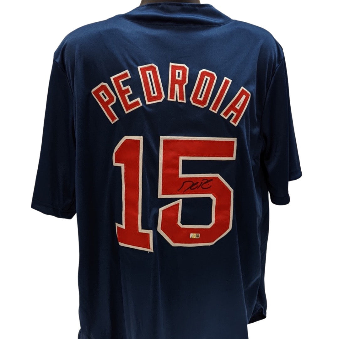 Dustin Pedroia Autographed Boston Red Sox Blue Jersey Steiner CX