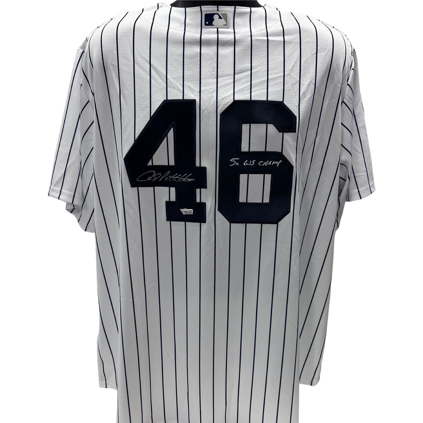 Andy Pettitte Autographed New York Yankees Majestic Pinstripe Jersey “5x WS Champ” Inscription Fanatics