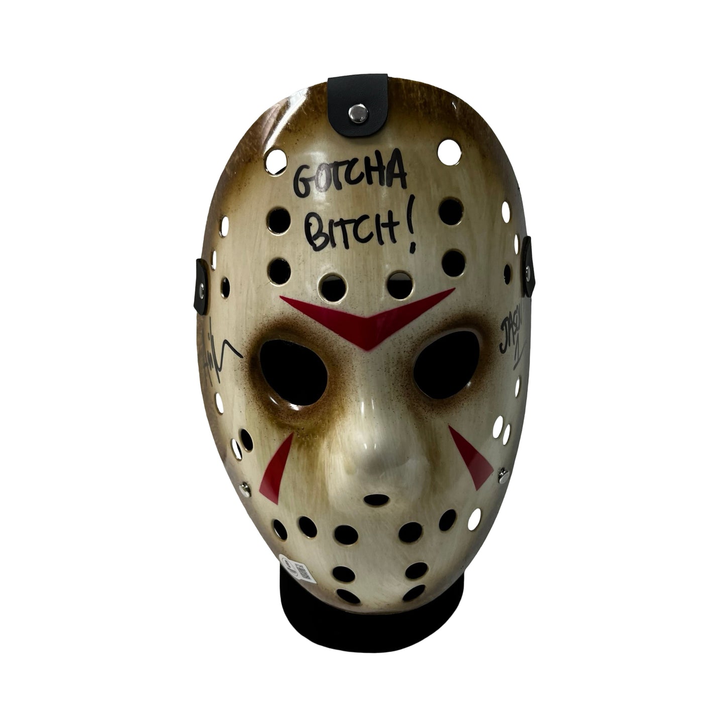 Ari Lehman Autographed Jason Voorhees Friday the 13th Brown Mask "Gotcha B*tch!" Inscription Beckett