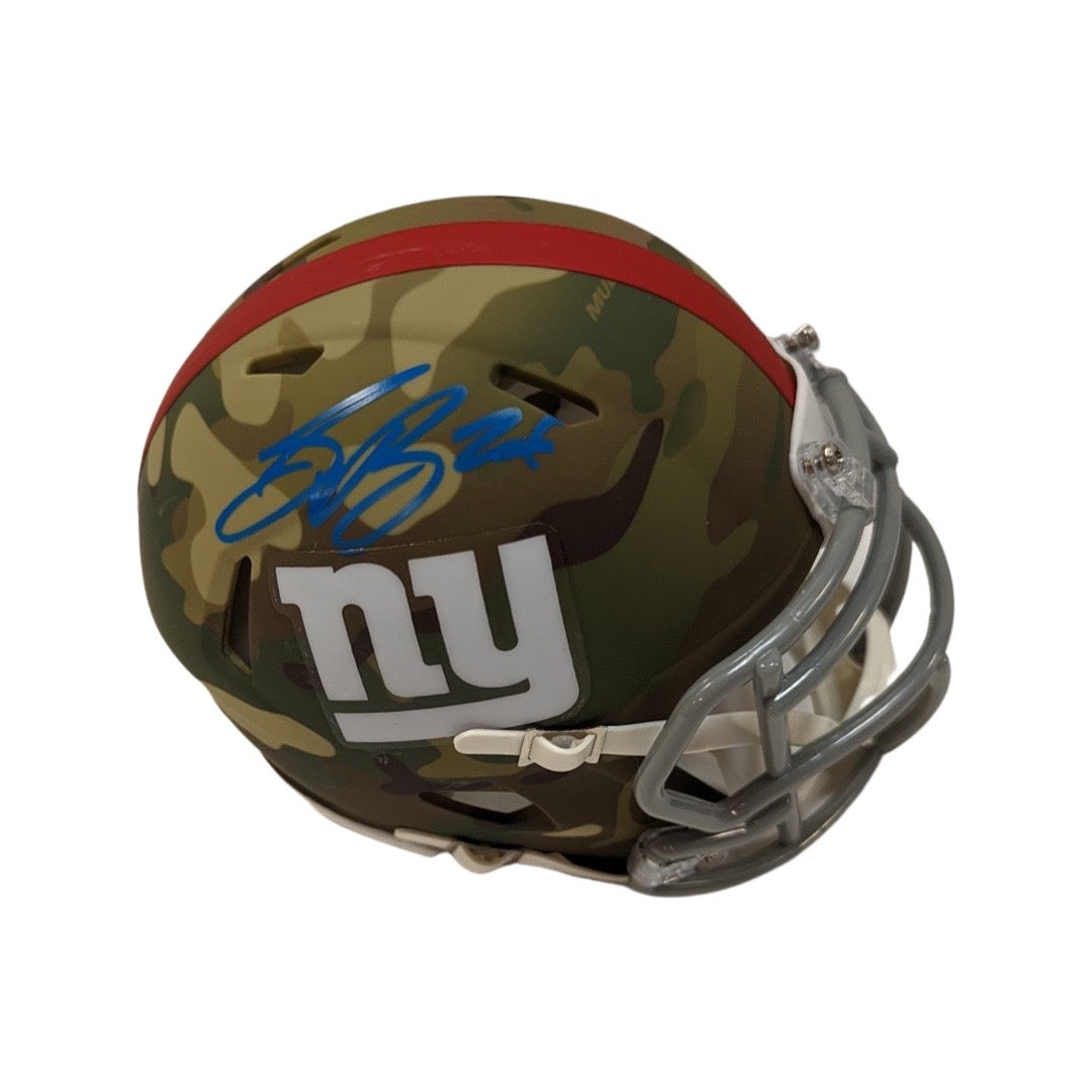 Saquon Barkley Autographed New York Giants Camo Mini Helmet Beckett