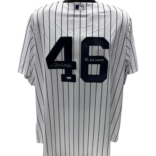 Andy Pettitte Autographed New York Yankees Majestic Pinstripe Jersey 5x WS Champ Inscription Fanatics