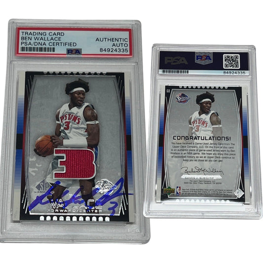 2004-05 Ben Wallace Upper Deck SP Game Used #68 Autographed PSA Auto Authentic