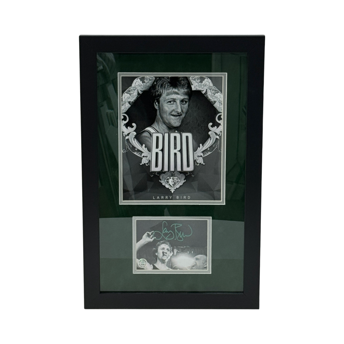 Larry Bird Autographed Boston Celtics Framed NBA 75 Cut Larry Bird COA