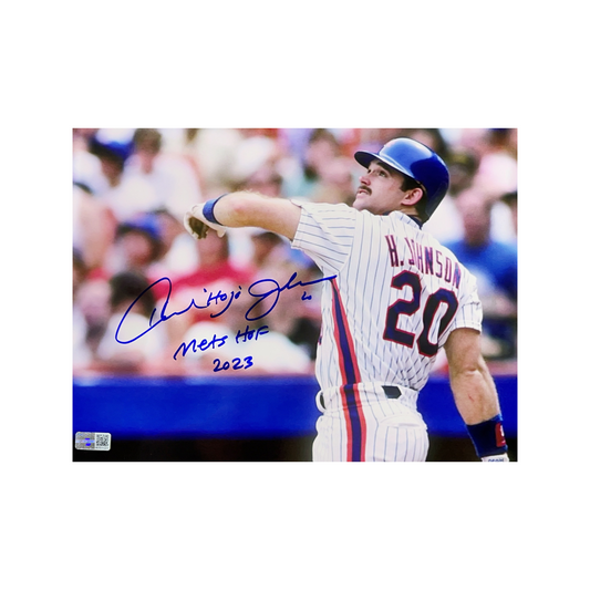 Howard Johnson Autographed New York Mets Swing 8x10 Mets HOF 2023 Inscription Steiner CX