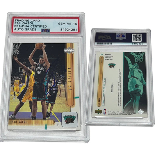 2001-02 Pau Gasol Upper Deck Rookie Card #306 Autographed PSA Auto GEM MINT 10