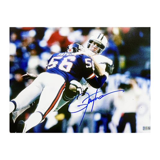 Lawrence Taylor Autographed New York Giants Sack Blue Jersey 11x14 Steiner CX