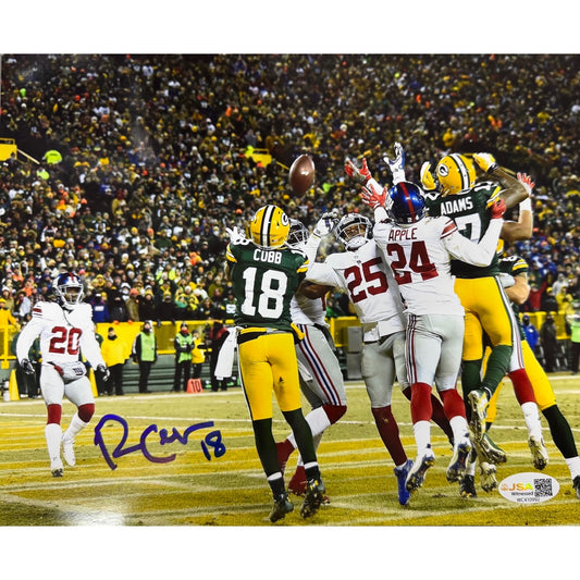 Randall Cobb Autographed Green Bay Packers Catching Hail Mary 8x10 JSA