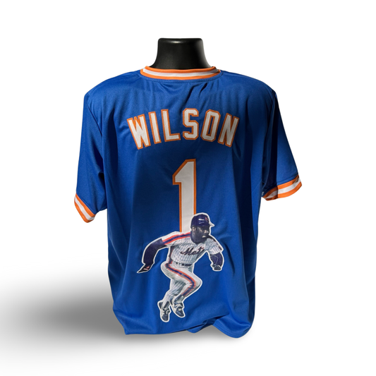 Mookie Wilson New York Mets Unsigned Custom Blue Art Jersey