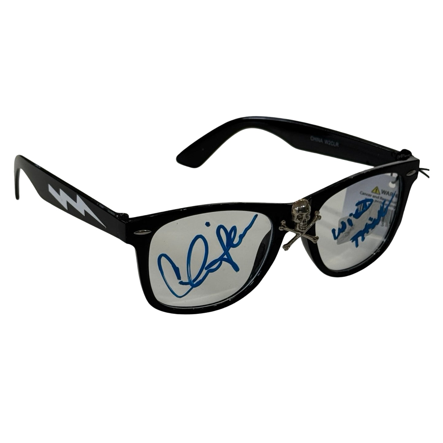 Charlie Sheen Major League Wild Thing Glasses Blue Ink Inscribed Beckett BAS