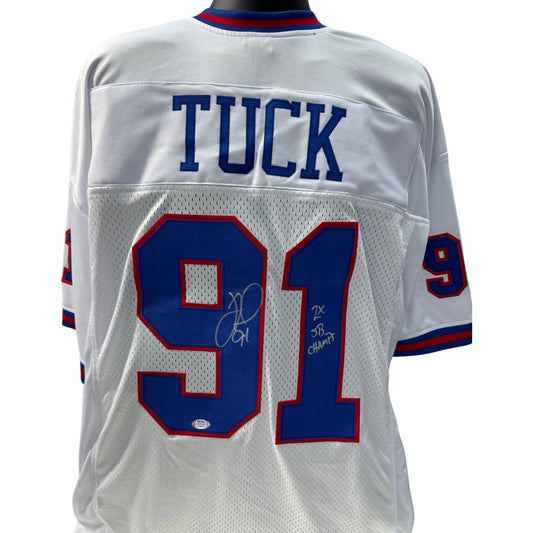 Justin Tuck Autographed New York Giants Color Rush Jersey 2x SB Champ Inscription PSA