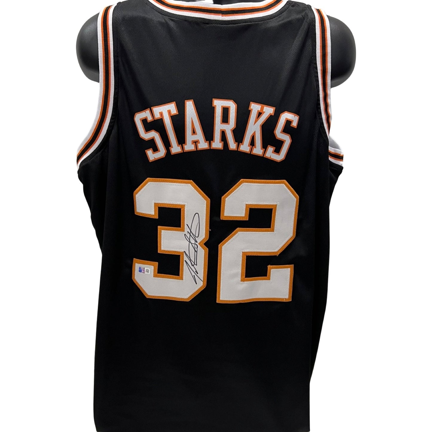 John Starks Autographed Oklahoma State Cowboys Black Jersey Steiner CX