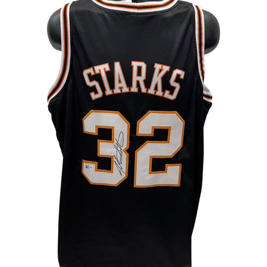 John Starks Autographed Oklahoma State Cowboys Black Jersey Steiner CX