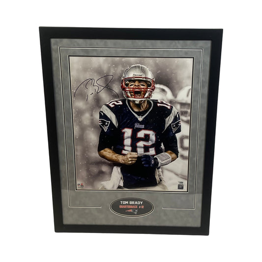 Tom Brady Autographed New England Patriots Framed Vertical 20x24 Fanatics