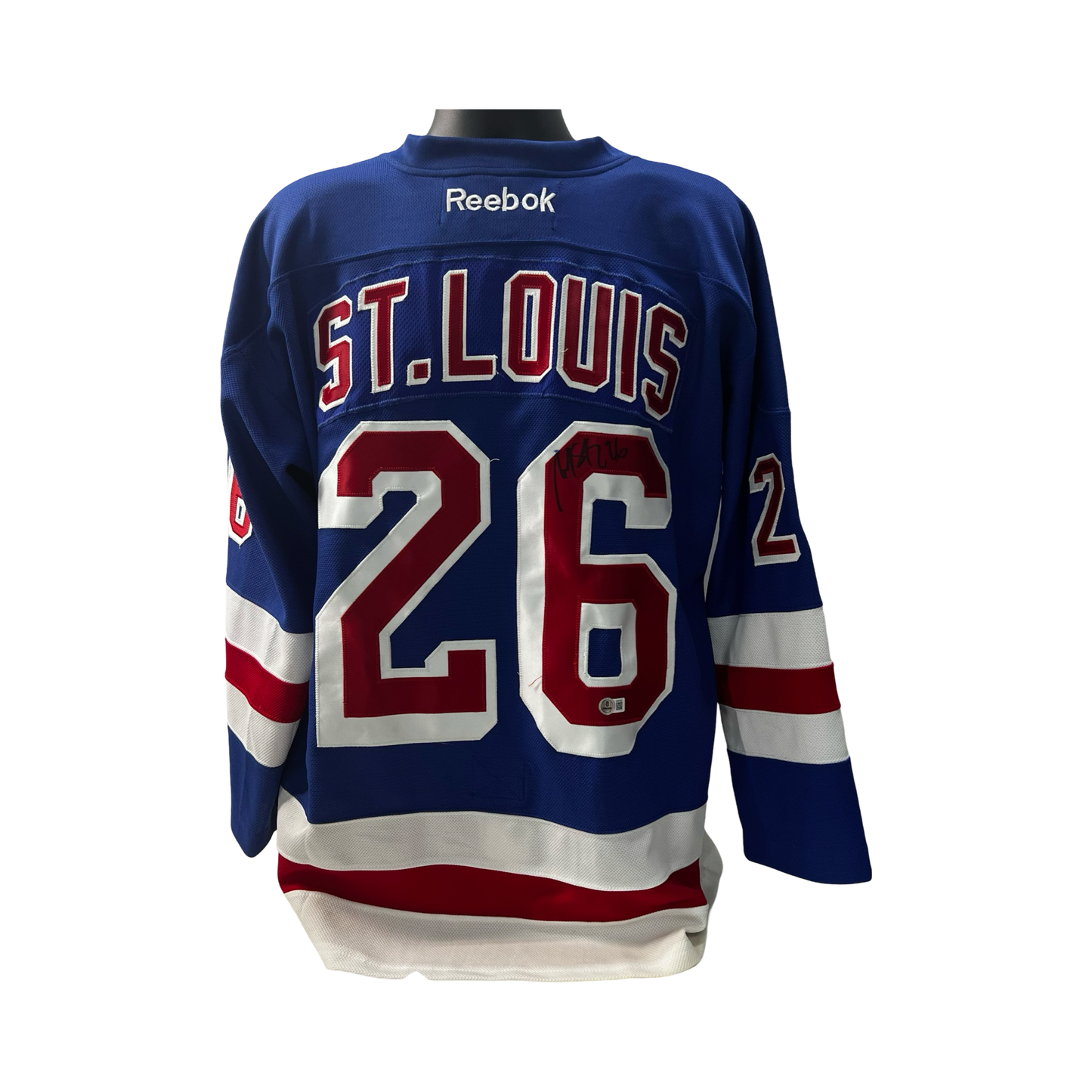 Martin St Louis Autographed New York Rangers Reebok Blue Authentic Jersey Beckett