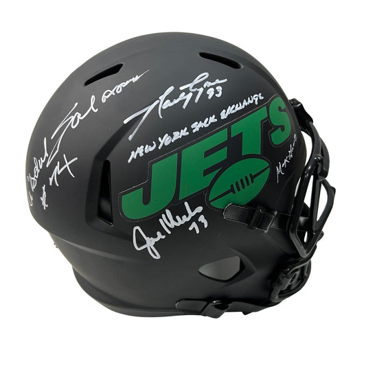 Mark Gastineau, Joe Klecko, Marty Lyons & Abdul Salaam Autographed New York Jets Eclipse Replica Helmet New York Sack Exchange Inscription JSA