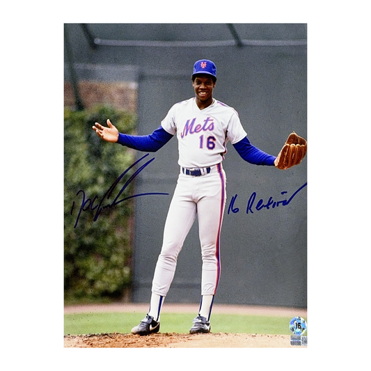 Doc Gooden Autographed New York Mets Arms Out 11x14 "16 Retired" Inscription Steiner CX - Unframed