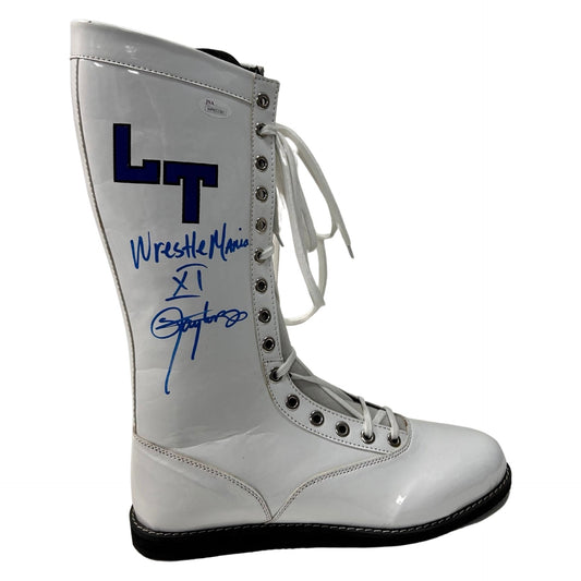 Lawrence Taylor Autographed New York Giants Wrestling Boot Wrestlemania XI Inscription JSA