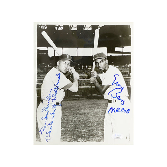 Ernie Banks & Duke Snider Autographed 8x10 Mr Cub, The Duke of Flatbush Inscriptions JSA