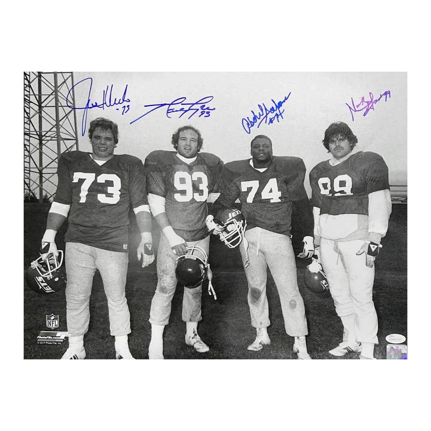 Mark Gastineau, Joe Klecko, Mark Gastineau & Abdul Salaam Autographed New York Jets Sack Exchange 16x20 JSA
