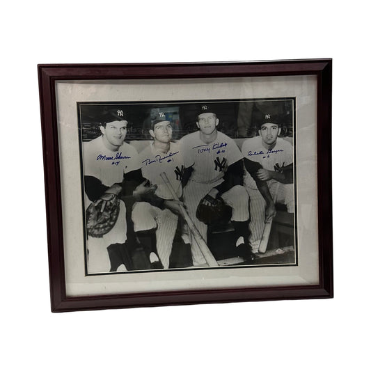 Moose Skowron, Bobby Richardson, Tony Kubek & Clete Boyer Autographed New York Yankees Framed 1961 Infield 16x20 Photo BC Sports