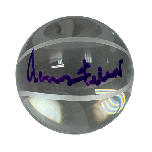 Jerry West Autographed Los Angeles Lakers Mini Crystal Basketball PSA