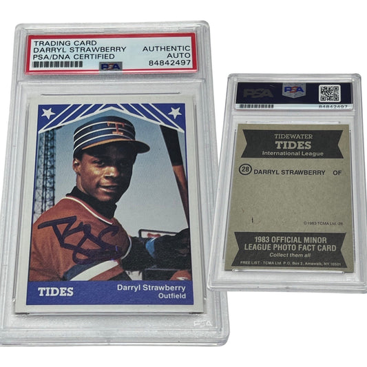 1983 Darryl Strawberry Tidewater Tides Minor League Photo Fact Card Autographed PSA Auto Authentic